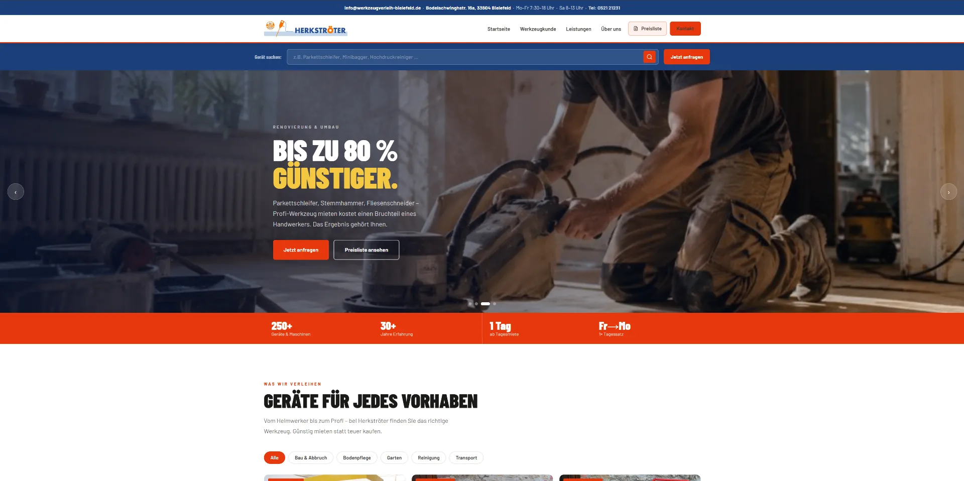 Vorschau eines umgesetzten Website-Projekts