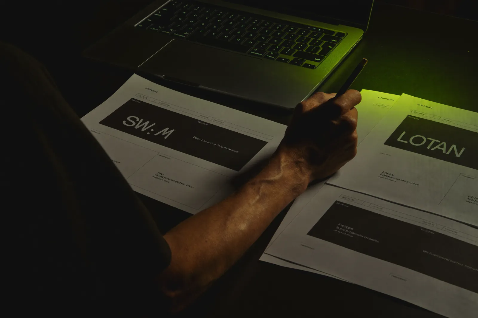 Skizzen und Wireframes entstehen am Schreibtisch im Studio